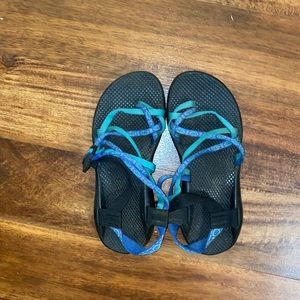 Blue/Green Chacos with Toe Strap